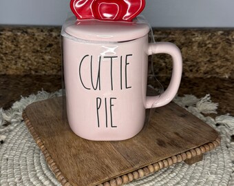 Rae Dunn Pink CUTIE PIE Heart Mug NEW