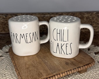 Rae Dunn White Parmesan And Chili Flake Ceramic Shakers Set