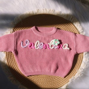 Custom Name Baby Sweater,Personalized Hand Embroidered Baby Name Sweaters,Cute Baby Sweater,Baby Shower Gift,Birthday Gift For Baby Girl Boy