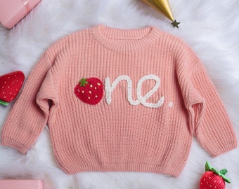 Hand bestickt Pullover ersten Geburtstag Pullover, personalisierte Baby Geburtstag Pullover, ersten Geburtstagsgeschenk, Geburtstagsgeschenk für Baby