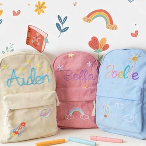 Sac à dos brodé personnalisé pour tout-petit,Sac à dos personnalisé pour enfant,Sacs d'école faits main pour tout-petit,Sac à dos d'école,Cadeau pour fille garçon