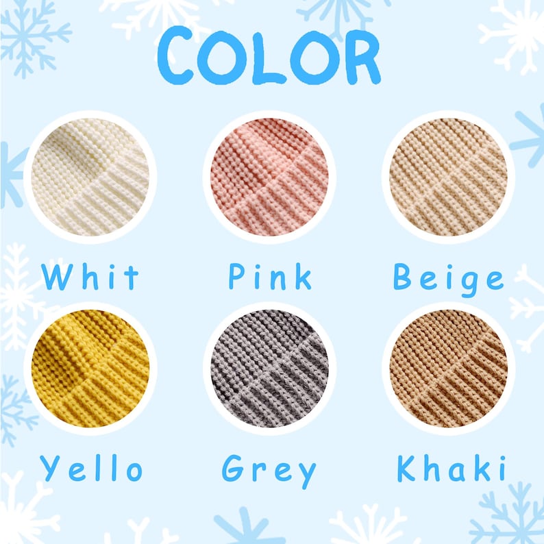 Pu&ograve; includere: Sei berretti di lana di diversi colori. I colori sono bianco, rosa, beige, giallo, grigio e kaki.