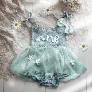 Custom Name Baby Tutu Dress,Personalized Hand Embroidered Birthday Baby Romper,Cake Smash Outfit,First Birthday Gift,Baby Shower Gift image 5