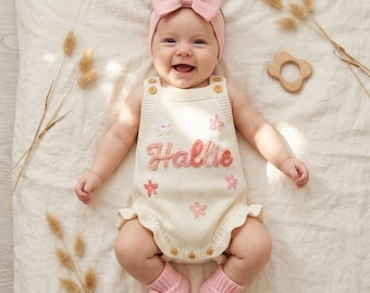 Custom Name Baby Romper, Personalized Baby Girl Romper, Baby Summer Outfit, Ruffled Romper Baby, Newborn Coming Home Outfit, Baby Girl Gifts