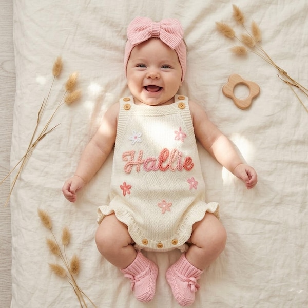 Custom Name Baby Romper, Personalized Baby Girl Romper, Baby Summer Outfit, Ruffled Romper Baby, Newborn Coming Home Outfit, Baby Girl Gifts