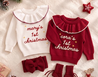 2026 Christmas Sweater, Embroidered Custom Name Knit Sweater, Toddler Knit Christmas  Jumper, Holiday Keepsake Jumper, Newborn Clothes Gift