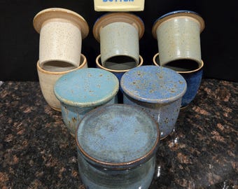 Handmade French butter keeper. Countertop butter container