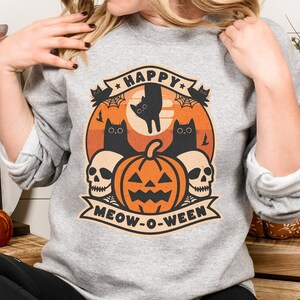 Happy Meow O Ween sweatshirt,Halloween gift,Halloween Sweatshirt,Halloween Sweater,Halloween Tee,long sleeve,halloween party,funny halloween