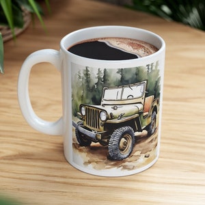 Vintage Offroad 4x4 Mug,American Original Mug,4 Wheel Drive Mug,CJ2A Mug,CJ3A Mug,Willys Mug,Flat Fender Mug,4x4 Mug,gift for him,dad mug