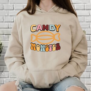 Candy Monster Hoodie,Aesthetic Hoodie,Halloween Sweat Shirt,Halloween Shirt,Spooky Hoodie,Y2k Clothes,Hooded Sweatshirt,Halloween gift