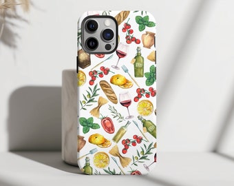 Funda para teléfono con acuarela de comida italiana, arte de cocina de chef