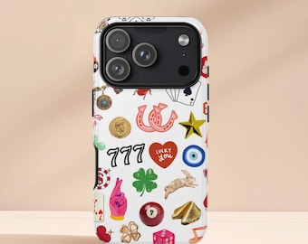 Lucky Charm Collage Phone Case, Girly Good Luck Gift