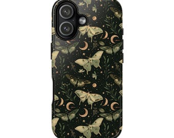 Luna Moth Phone Case, Gothic Witch Floral, Cottagecore Design