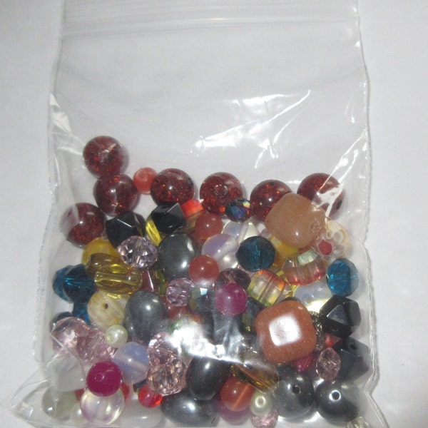 Glass Bead Blind Bargain Surprise Bag - 80 Beads - Mix of Colors and Styles - For Making Handmade Necklaces, Bracelets and Earrings