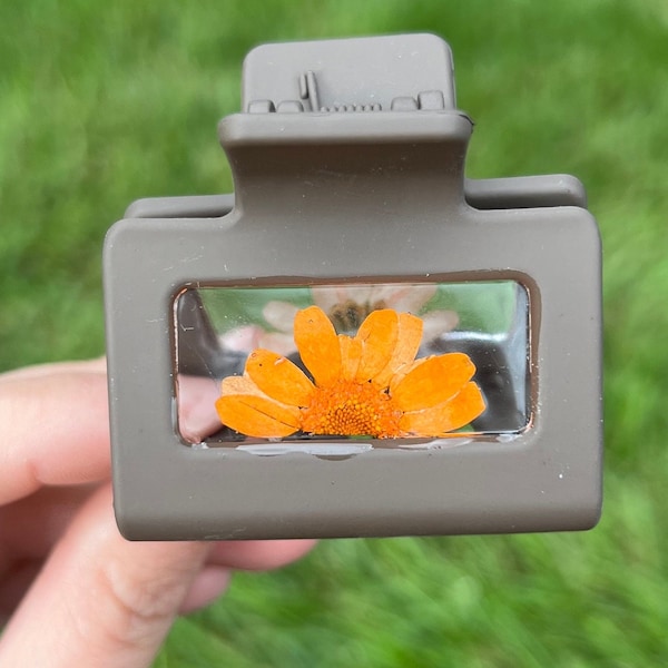 Orange & Brown Small Floral Clip