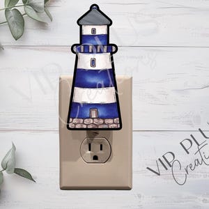 Light house plug in night light, auto on sensor night light, Decorative LED Night Light, Interchangeable home decor
