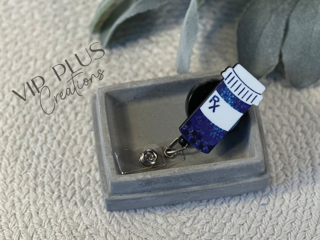 Pill Bottle Badge Reels, Hospital ID Badge Reel, Rx Vial Badge Topper