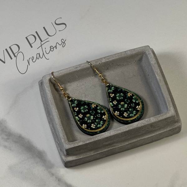 Shamrock Tear Drop Earrings