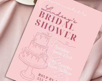 Pink Bridal Shower Invitation | Canva Digital Download Template