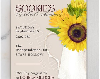 Sunflower Bridal Shower Invitation | Rustic Floral Invite | Editable Canva Template