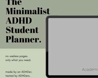 Minimalist ADHD Academic Planner 2025-2026 (Digital PDF) for Students