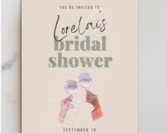 Simple Brunch Bridal Shower Invitation | Editable Canva Digital Download Template