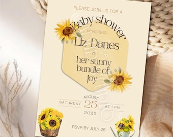 Sunflower Baby Shower Invitation | Canva Template Digital Download