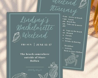 Beach Bachelorette Party Invitation | Digital Download Template Bundle