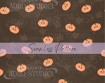 Halloween Pumpkin Seamless Pattern PNG Digital File | Over the Garden Wall Inspired Repeating Background for Baby Clothes, Onesie, Decor