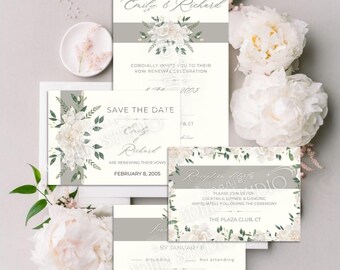 Elegant Wedding Invitation | Digital Download Editable Canva Template Bundle