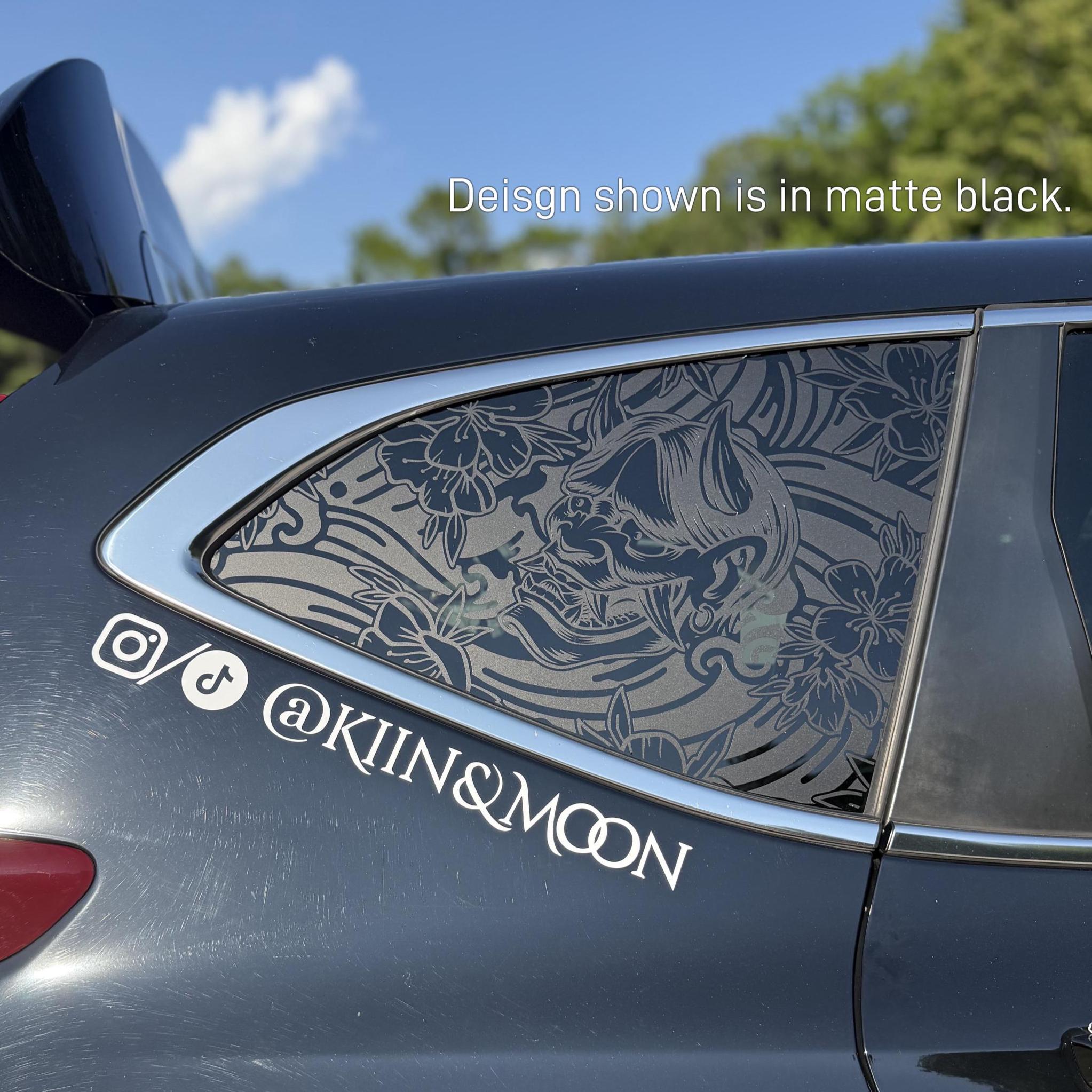 Oni Demon/Waves/Cherry Blossoms Rear Quarter Window Vinyl Decal, Car Accessory, Sticker, Full Coverage