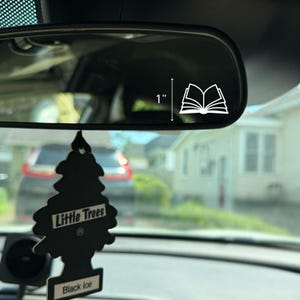 Open Book Vinyl Decal: Rear View Mirror, Car Sticker