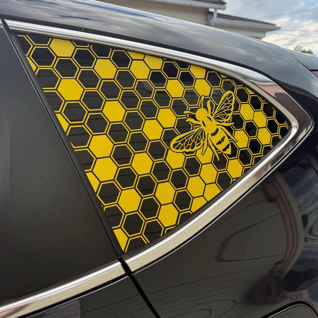 Queen Bee Honeycomb Vinyl Decal: Car Window Sticker, Rear Quarter, Full ...