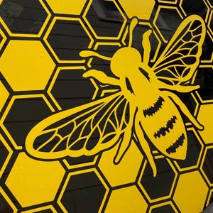 Queen Bee Honeycomb Vinyl Decal: Car Window Sticker, Rear Quarter, Full ...