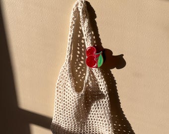 Crochet Handmade Net Bag, Market Bag, Mesh Shoulder Bag, Crochet Cream Beach Bag, Tote Bag, Crochet Purse