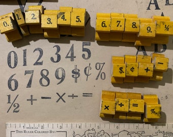 Vintage wood stamp Alphabet set ABC Number Lettering Stamps for Craft scrapbooking Superior Sign symbols wood block for art projects #04