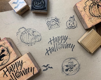 Vintage Wood Rubber Stamp Vintage Veggie Stamp vintage pumpkin stamp for crafting journaling vintage Halloween Stamp Jack O Lantern Stamp