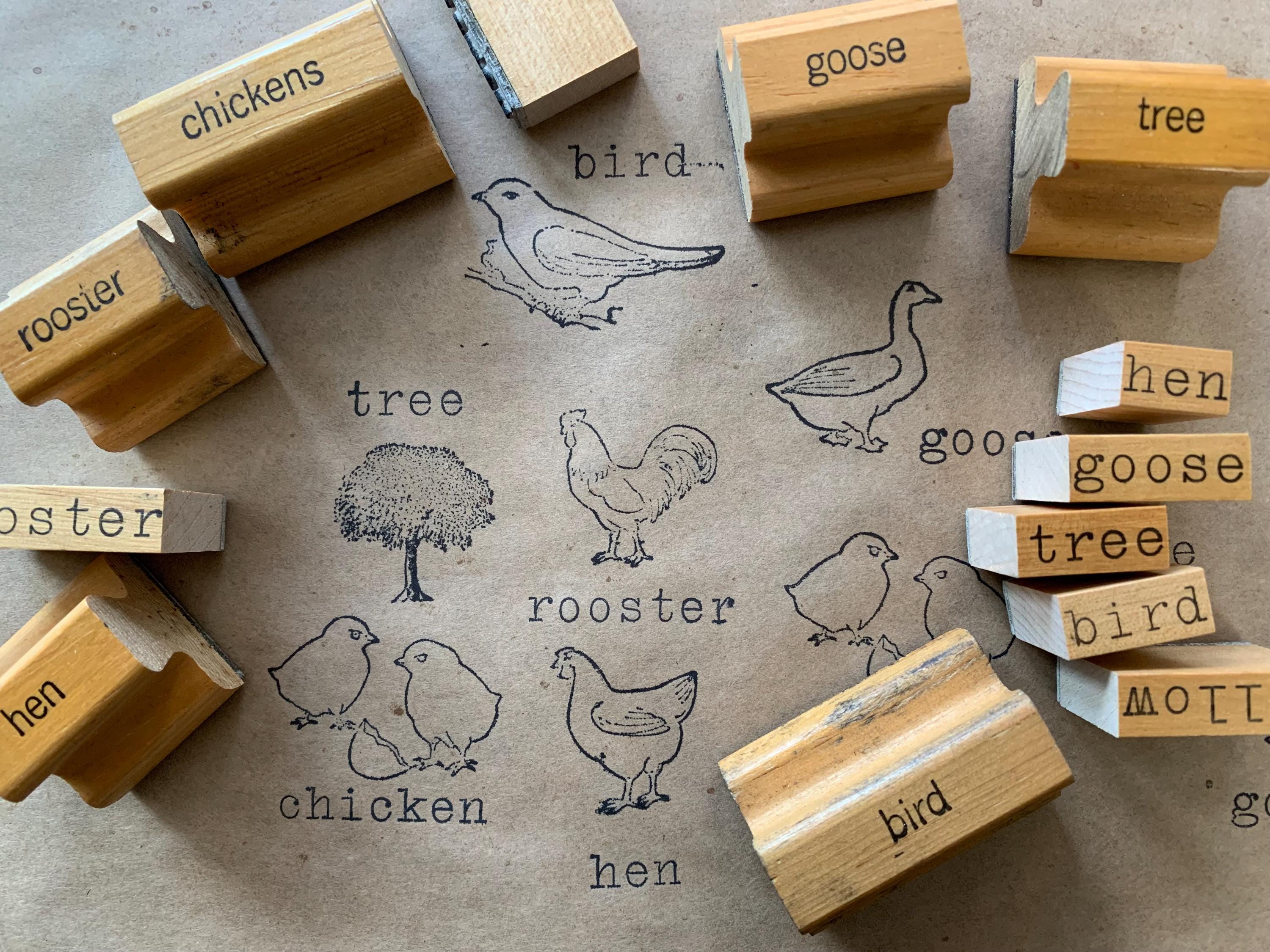 Vintage Farm Animal Stamp Wood Handled Rubber Stamp for Card Making ...