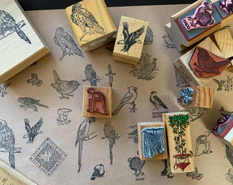 Vintage bird Rubber Wood stamp for crafting art projects teaching bird house wood stamp for card making