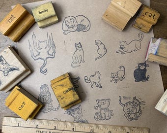 Vintage Cat Rubber Wood Stamp Vintage Cute Kitties Vintage Animal Stamp Vintage Pet Stamp for Journaling and Planner Card Making
