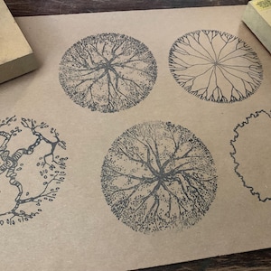 Carimbo de borracha vintage em madeira com estampa de árvore, ideal para artesanato. Carimbo com padrão de árvore, carimbo com tema da natureza para projetos de arte, jardins e paisagens florais.