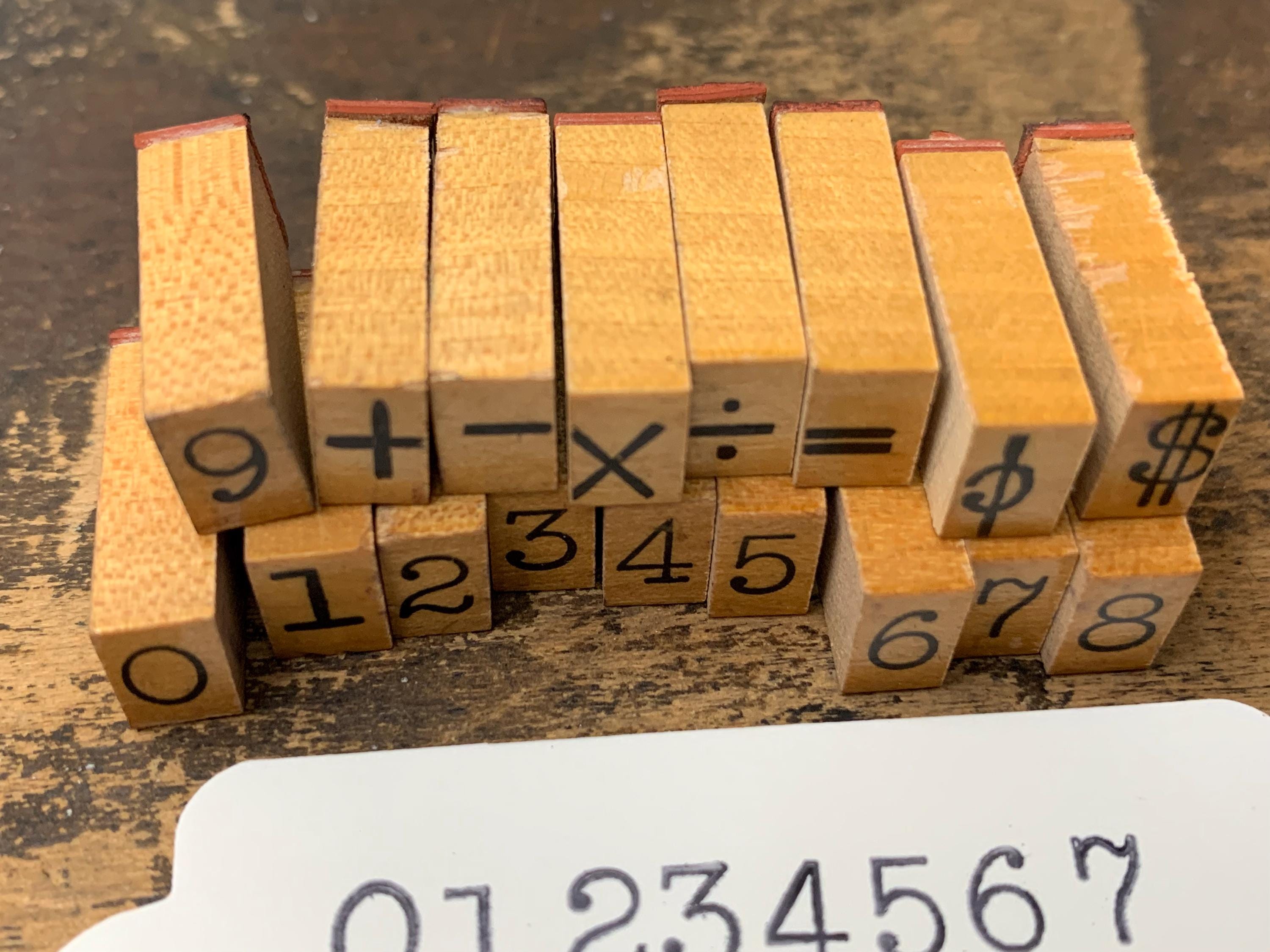 Vintage Math Wood Stamp Math Symbol Stamps for Homeschool Dollar Sign ...