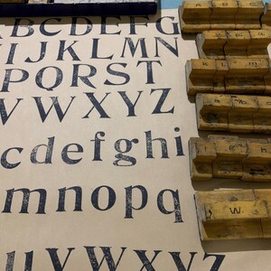 Juego de sellos de madera vintage con alfabeto, sellos de letras con números ABC para manualidades, scrapbooking, impresora de letreros de Columbia, símbolos, proyectos de arte con bloques de madera