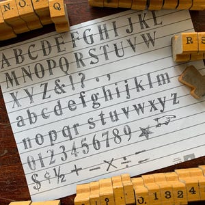 Juego de sellos de madera vintage con alfabeto, sellos de letras con números ABC para manualidades, scrapbooking, símbolos del letrero de Columbia vintage, bloque de madera para proyectos de arte