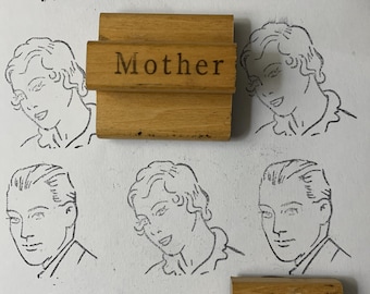 Vintage houten postzegels vintage mensen postzegels man vrouw stempel vader stempel oude houten blok scrapbooking voor school moeder houten stempel kaarten maken
