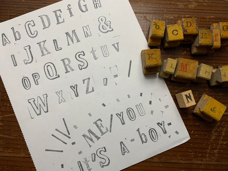 Vintage Wood Stamp Alphabet Set ABC Number Lettering Stamps Etsy