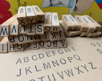 Vintage wood stamp Alphabet set Stamps for Craft scrapbooking Bullet Journaling vintage wood block art project Number & lowercase stamp set