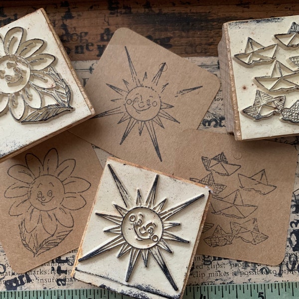 Vintage Children Stamp for homeschooling Wood Handled Rubber Stamp Craft Gift Card Making Bullet Journal Old Wood stamps Classroom Stamp