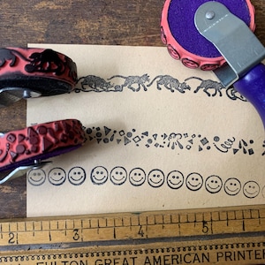 Vintage wood rubber stamp Inkadinkado Rubber Stamp Roller Borders for Journaling Inkadinkado wood stamp for art Projects black cat stamp old
