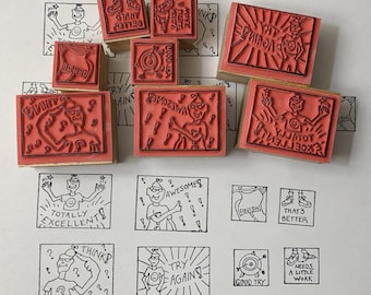 Vintage Teacher Grading Stamp: Encouragement Wood Stamp - Wood Stamp for Parents Teacher wood Stamp for Journaling Perfect Stamp